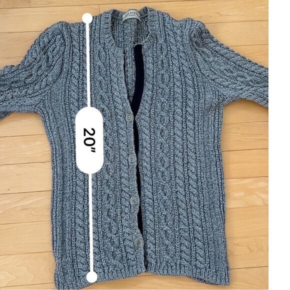 Amina Rubinacci Cable Knit Crewneck Cardigan Sweater  in Gray 8 - Picture 7 of 11